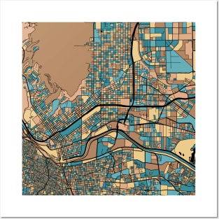 El Paso Map Pattern in Mid Century Pastel Posters and Art